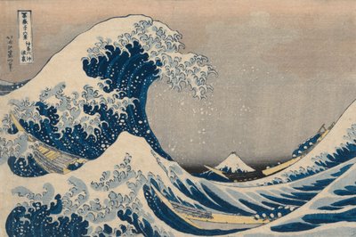 Unter den Wellen vor Kanagawa (oder Die große Welle), aus der Serie Sechsunddreißig Ansichten des Berges Fuji von Katsushika Hokusai