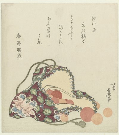 Quarzperlen mit einer Brokattasche von Katsushika Hokusai