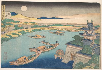 Mondschein am Yodo-Fluss, aus der Serie Schnee, Mond und Blumen von Katsushika Hokusai
