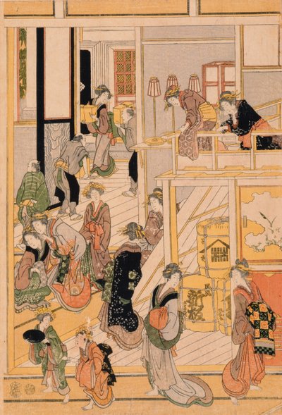 Neujahrstag im Teahouse Ogi-ya, ca. 1810 von Katsushika Hokusai