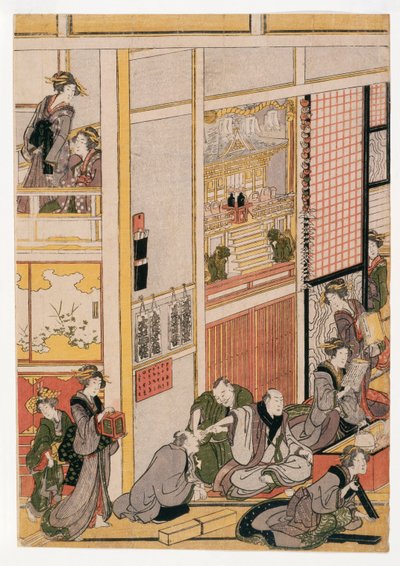 Neujahrstage im Teehaus Ogi-ya von Katsushika Hokusai