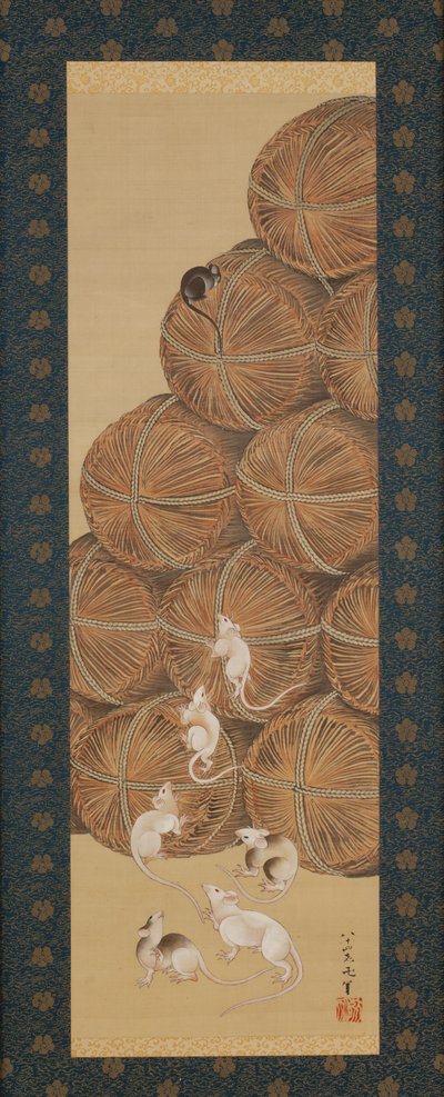 Ratten und Reisbündel, Edo-Periode, 1843 von Katsushika Hokusai