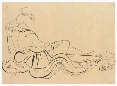 Sitzende Frau, die sich am Kopf kratzt, spätes 18.-frühes 19. Jahrhundert von Katsushika Hokusai