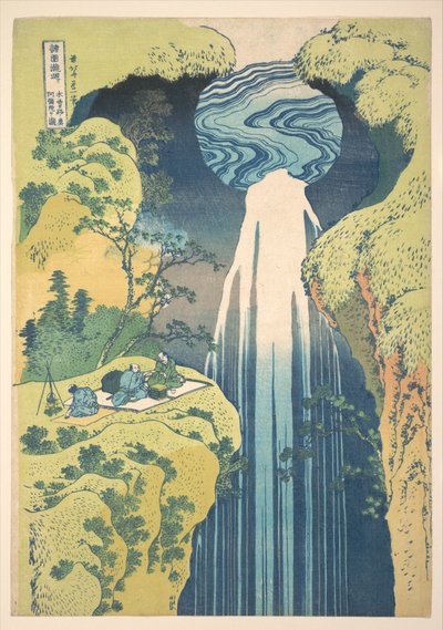 Der Amida-Wasserfall in den entlegenen Gebieten der Kisokaidō-Straße (Kisoji no oku Amida-ga-taki), aus der Serie Eine Tour zu Wasserfällen in verschiedenen Provinzen (Shokoku taki meguri) von Katsushika Hokusai