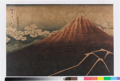 Gewitter unter dem Gipfel von Katsushika Hokusai