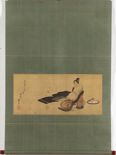 Frau in unordentlichem Outfit bei der Geburt (Detail) von Katsushika Hokusai