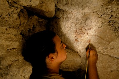 Teotihuacan-Krieger, Wandgemälde, Sufricaya, Holmul, Guatemala, Maya, Francisco Estradabelli, 2008 (Foto) von Kenneth Garrett