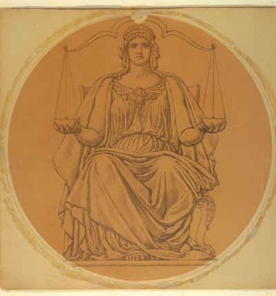 Studie für "Gerechtigkeit," Lunette im Hudson County Courthouse, Jersey City, NJ von Kenyon Cox