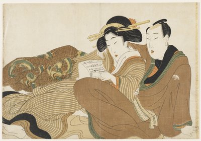 (Liegendes Paar liest einen Liebesbrief) von Kikukawa Eizan