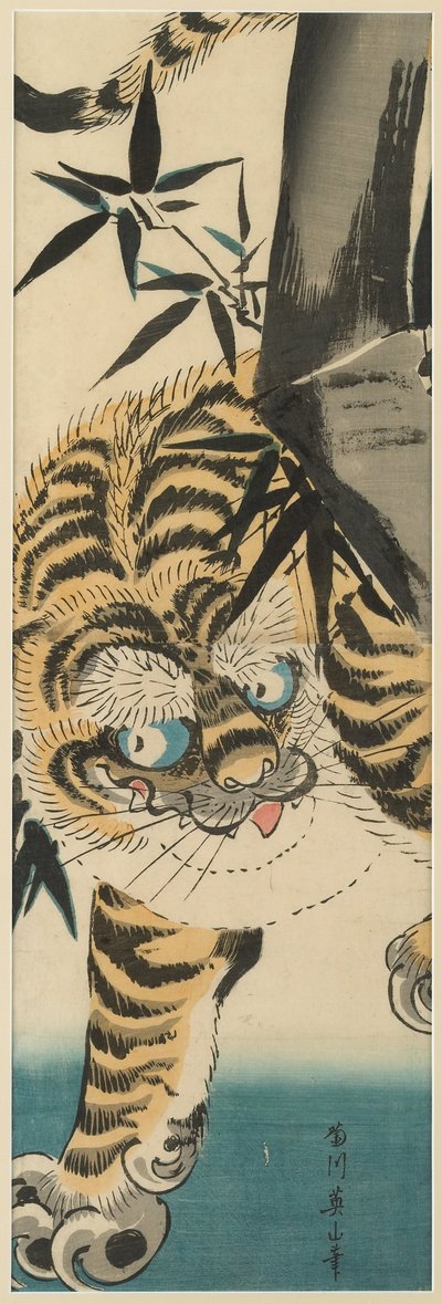(Tiger, der aus Bambus auftaucht) von Kikukawa Eizan