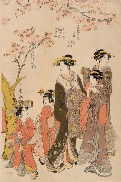 Kurtisanen unter Kirschbäumen (Detail) von Kitagawa Utamaro