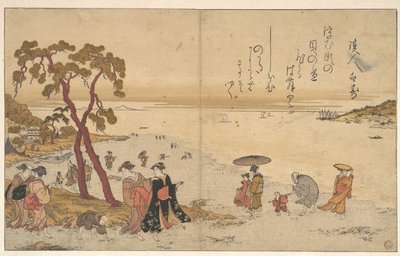 Mädchen sammeln Muscheln am Strand von Kitagawa Utamaro