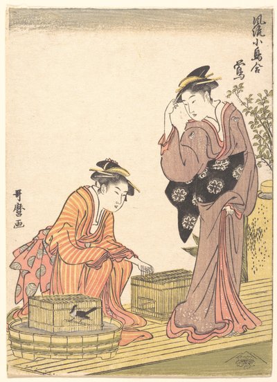 Japanische Buschgrasmücke von Kitagawa Utamaro