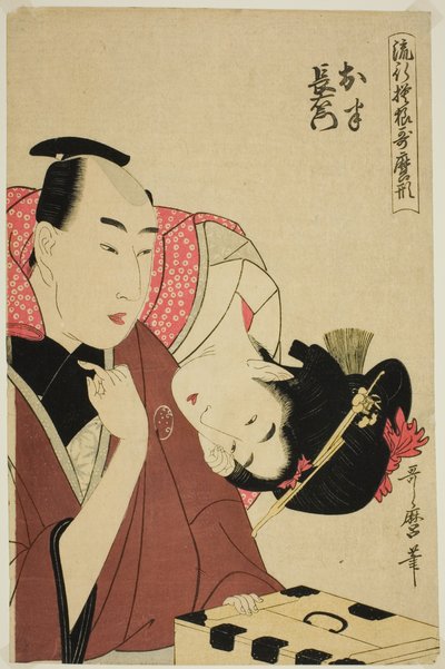 Ohan und Choemon, aus der Serie "Modische Muster im Utamaro-Stil (Ryuko moyo Utamaro-gata)" von Kitagawa Utamaro