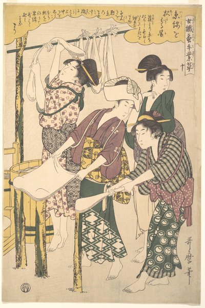 Die Herstellung von Seidenwatte von Kitagawa Utamaro