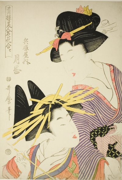 Tsukioka vom Hyogoya, aus der Serie "Seiro bijin meika awase" von Kitagawa Utamaro