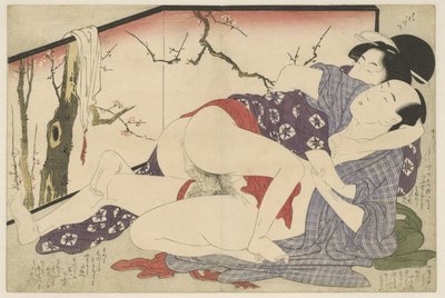 Liebespaar neben einem Wandschirm von Kitagawa Utamaro