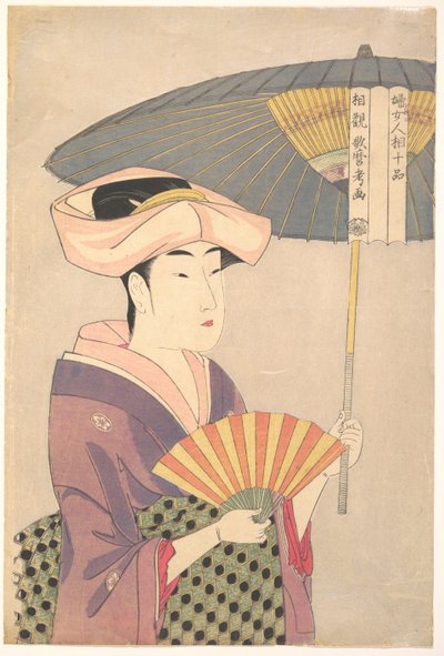 Frau mit Sonnenschirm, aus der Serie Zehn Typen in der physiognomischen Studie der Frauen, ca. 1793 von Kitagawa Utamaro