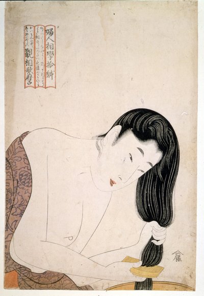 Frau malt sich selbst. sd. Kunstwerk von Utamaro KITAGAWA (1753-1806) von Kitagawa Utamaro