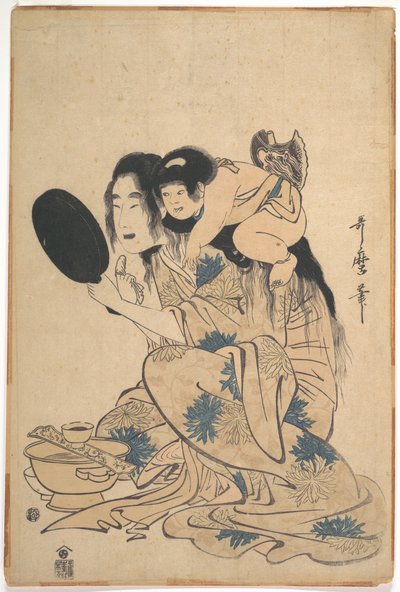 Yamauba schwärzt sich die Zähne, mit Kintarō von Kitagawa Utamaro