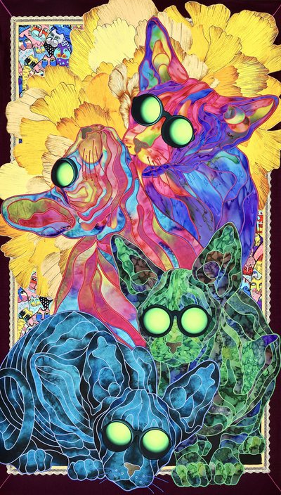 Leuchtende psychedelische Katzen von Kostyantin Malginov