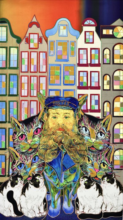 Verspielter Postbote und Katzen von Kostyantin Malginov