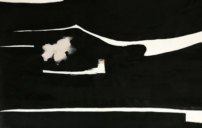 Schwarzes Abstrakt mit rosa Blume von Kristin Brin