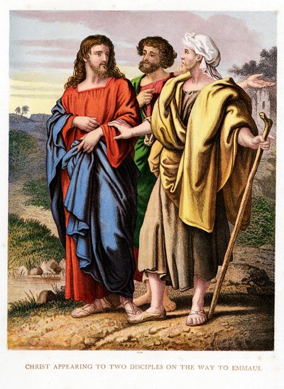 Christus erscheint den zwei Jüngern auf dem Weg nach Emmaus, um 1860 von Kronheim and Co