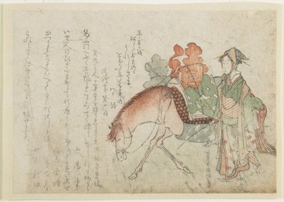 (Frau mit Packpferd), spätes 18. - frühes 19. Jahrhundert von Kubo Shunman