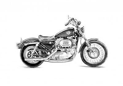 Klassische Motorradzeichnung von Kulik