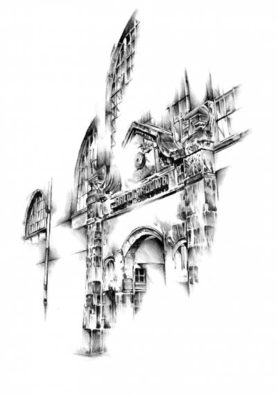 Dekonstruierte Architekturskizze von Kulik