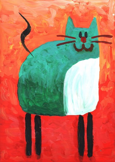 Glückliche Grüne Katze von Kulik
