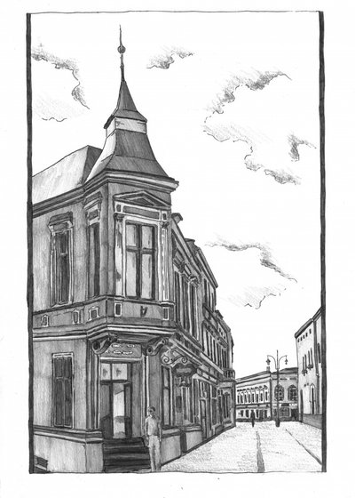 Historisches Eckgebäude Zeichnung von Kulik
