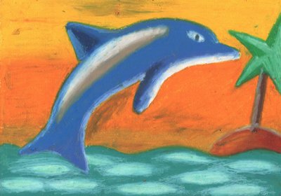 Springender Delfin tropischer Sonnenuntergang von Kulik