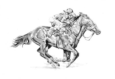 Rennpferd und Jockey von Kulik