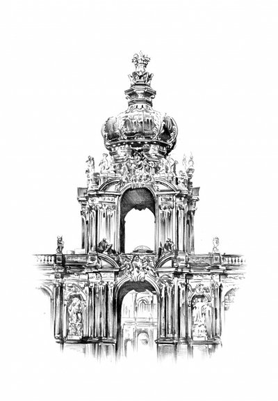 Zwinger Kronentor Zeichnung von Kulik
