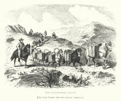Der Pack-Pferde-Konvoi (Stich) von L. Huard