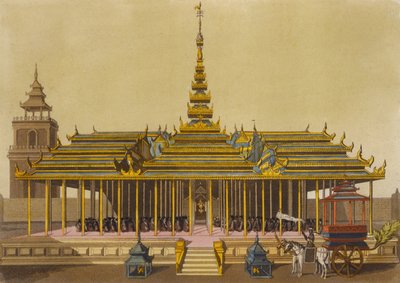 Der König von Siam spricht zu Höflingen in seinem Pavillon, Tafel 69 aus Le Costume Ancien et Moderne von Jules Ferrario, graviert von Gaetano Zancon (1771-1816) veröffentlicht ca. 1820er-30er von L. Rossi