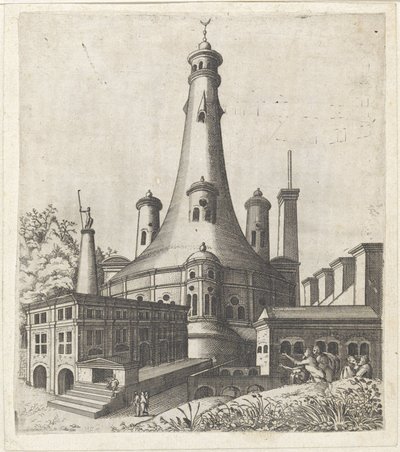 Gebäude mit einem Halbmond auf dem Dach von Lambertus Suavius