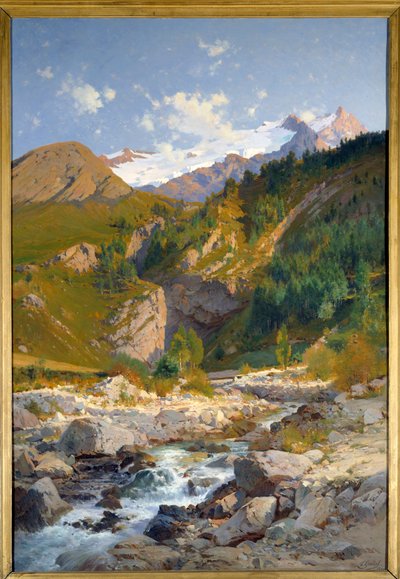 Der Strom bei Chavalchere, Tabuchet-Gletscher und der Meije-Berglandschaft von Laurent Guétal