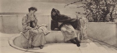 Die alte Geschichte (Photogravur) von Lawrence (after) Alma Tadema