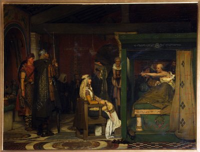 Fredegunde besucht Bischof Praetextatus auf seinem Sterbebett von Lawrence Alma Tadema