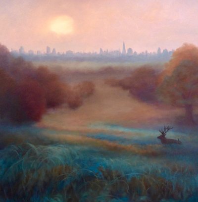 Morgennebel Richmond Park, 2021 von Lee Campbell