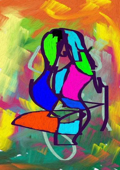 Abstrakte sitzende Frau von Lembayung senja studio [Vintage Poster]