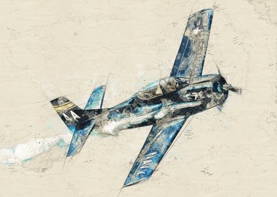 Blauer Kriegsflieger Flug von Lembayung senja studio [Vintage Poster]