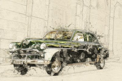 Vintage-Auto-Skizzenkunst von Lembayung senja studio [Vintage Poster]