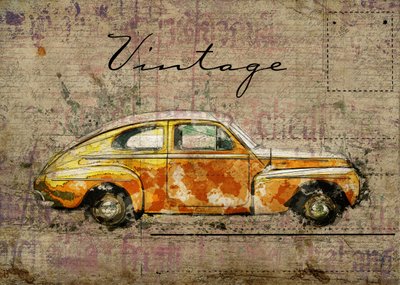 Vintage Orange Auto von Lembayung senja studio [Vintage Poster]