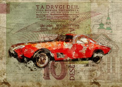 Vintage Roter Sportwagen von Lembayung senja studio [Vintage Poster]