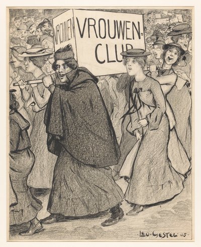 Frauen in einem Umzug eines Frauenclubs von Leo Gestel (signed by artist)