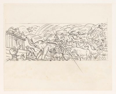 Tiere, die in die Arche Noah einsteigen von Leo Gestel